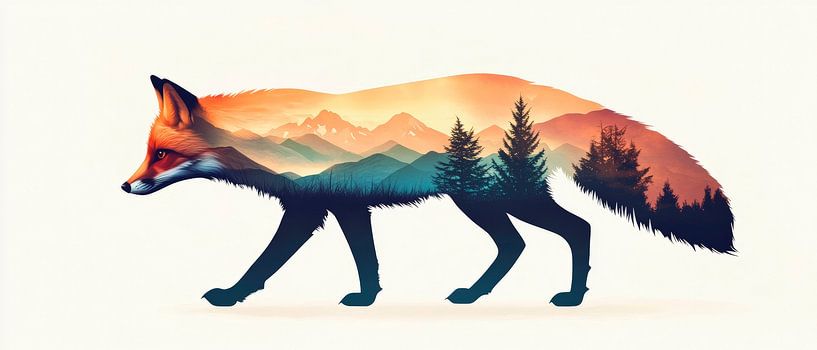 Fox in the landscape by Poster Art Shop