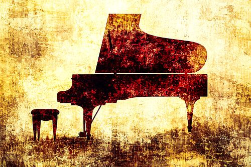 Art mural élégant en forme de piano rouge