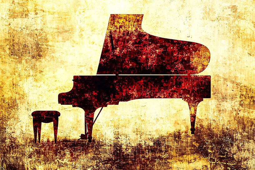 Elegantes rotes Klavier Wandkunst von Imperial Art House