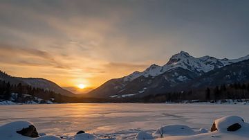Crépuscule magique dans la neige