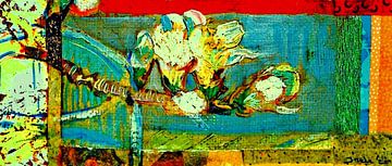 Bloeiend amandeltakje. Inspiratie Vincent van Gogh. () van Ineke de Rijk
