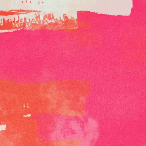 Une composition abstraite minimaliste aux couleurs vives : magenta néon, orange et blanc sur Dina Dankers