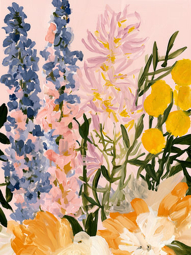 Garten mit pastellfarbenen Wildblumen