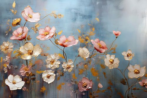 Modern abstracte weergave van een barok bloemenveld