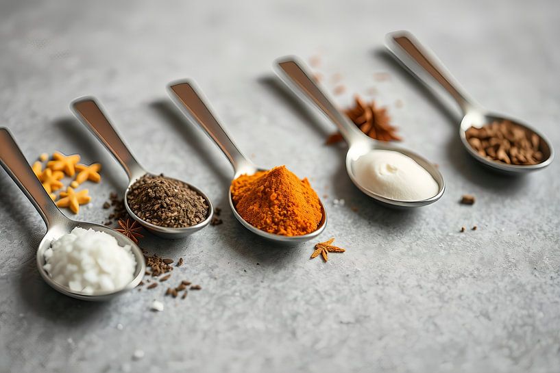 Spoon with spices by Wandbilder-Shop