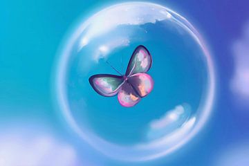 Vlinder in zeepbel van Maud De Vries