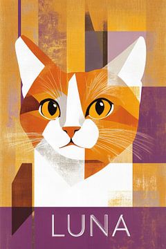 Kattenoog - Luna in een kleurenspel van Poster Art Shop
