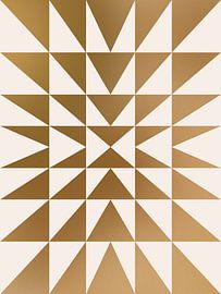 Timeless Symmetry: Japandi Gold Geometric Art by Kjubik