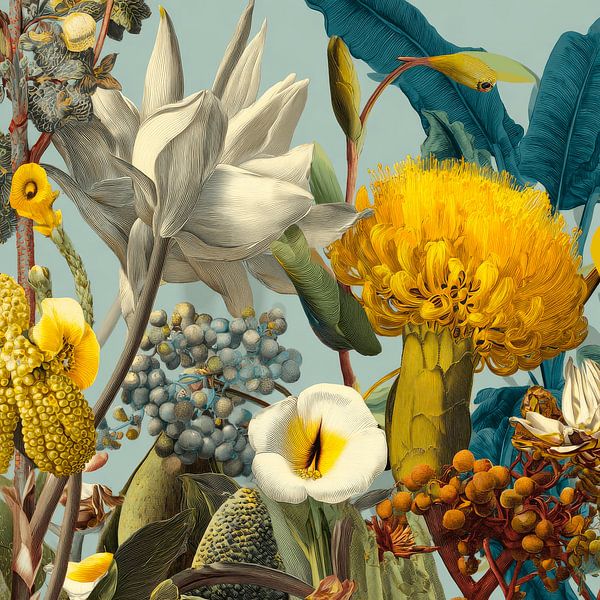 Tropical Flower Festival in Botanical Abundance by Eva Lee