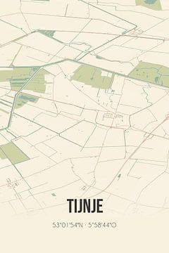 Vintage landkaart van Tijnje (Fryslan) van Rezona
