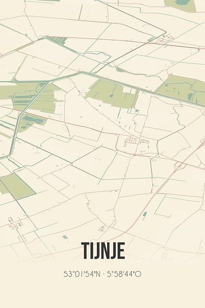 Vintage map of Tijnje (Fryslan) by Prints of Place