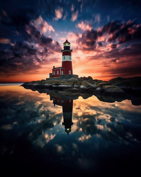 Leuchtturm zum Sonnenuntergang von fernlichtsicht