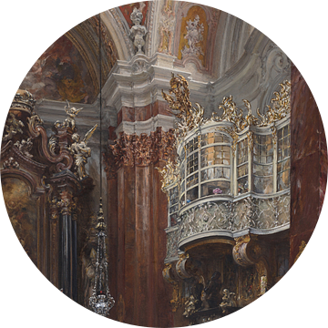 Het interieur van de Jacobskirche te Innsbruck, Adolph von Menzel