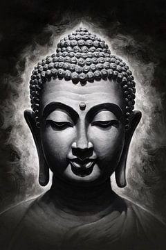 Serene Boeddha in Monochrome Tinten van De Muurdecoratie