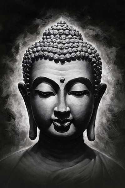 Serene Boeddha in Monochrome Tinten van Art & Soul Creations