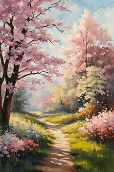 Chemin des cerisiers en fleurs