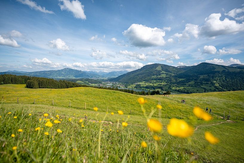 Vue pittoresque sur le midi, Grünten et les Alpes d'Allgäu au printemps par Leo Schindzielorz