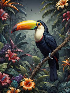 Botanische Vogelsammlung - Tukan von Wall Art Wonderland