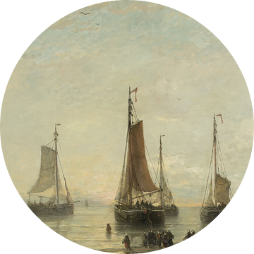 Schilderij schepen - Scheveningse bommen voor anker, H.W. Mesdag