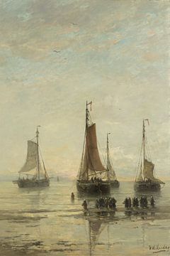 Schilderij schepen - Scheveningse bommen voor anker, H.W. Mesdag