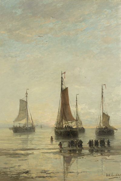 Schilderij schepen - Scheveningse bommen voor anker, H.W. Mesdag van Schilderijen Nu