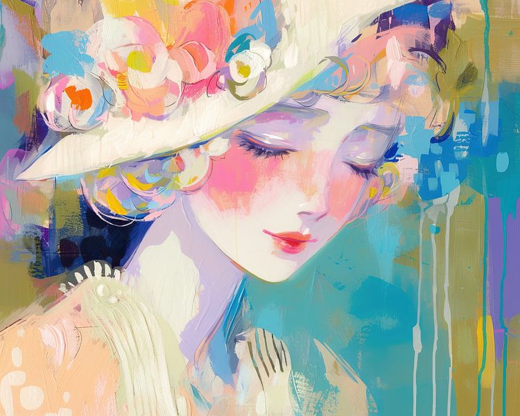 Female portrait | Floral Gaze Essence by Eye catching paintings