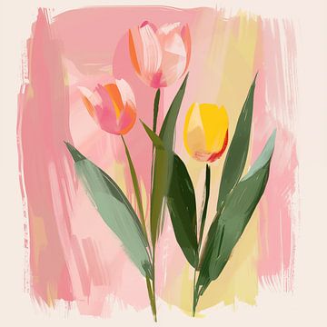 Abstrakte Tulpen rosa handgezeichnet von TheXclusive Art