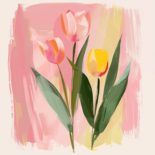 Tulpen roze hand getekend