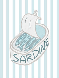 Affiche « Sardine », Décoration murale italienne, Affiche d'Italie, Affiche d'été sur Bella studio