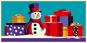 Weihnachtsverkaufsbanner mit Schneemann.