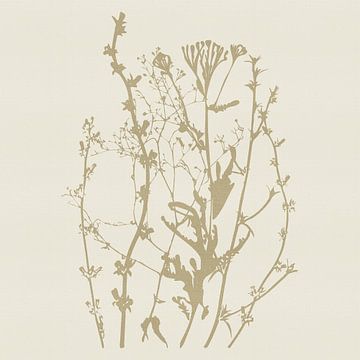 Wilde bloemen in zacht beige op crème van Dina Dankers