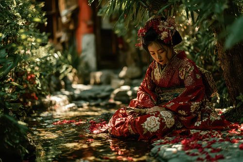 schilderachtige japanse kunst  Geisha