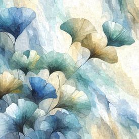 Feuilles de ginkgo dans le vent sur Sabine Wagner