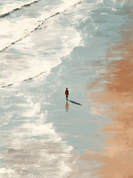 Strandwandeling II, Modern Abstract van Caroline Guerain