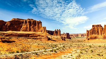 Rock formations Courthouse Towers in Arches National Park Utah USA by Dieter Walther
