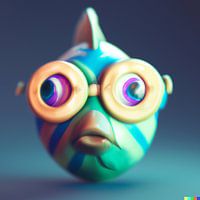 Ein süßer bunter Fisch