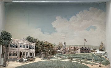 Diorama van het Gouvernementsplein in Paramaribo, Gerrit Schouten, 1812