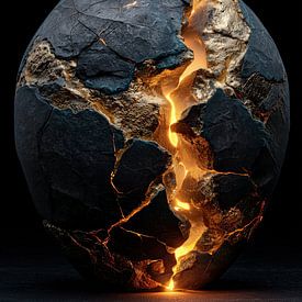 Glowing lava in a stone vase by TheXclusive Art