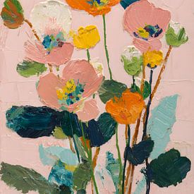 Pastel flower bouquet painting by IamHome Studio