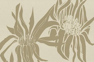 Minimalist botanical art in olive green and white by Abstract Minimalist Art