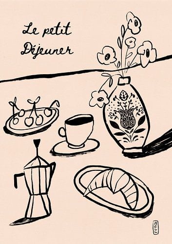 Affiche du Petit Déjeuner en noir