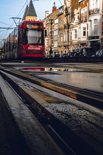 Wachten op de volgende tram.