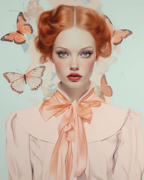 Moderne Illustration &quot;Schmetterlingsmädchen&quot; von Carla Van Iersel