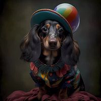 Le teckel en clown