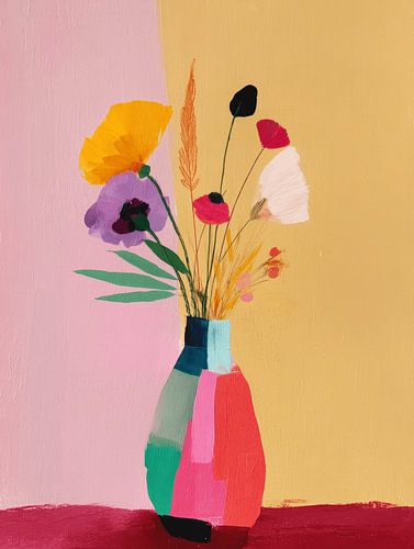 Bunte Vase mit Blumen