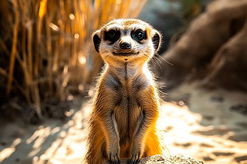 Schattige meerkat in zonlicht