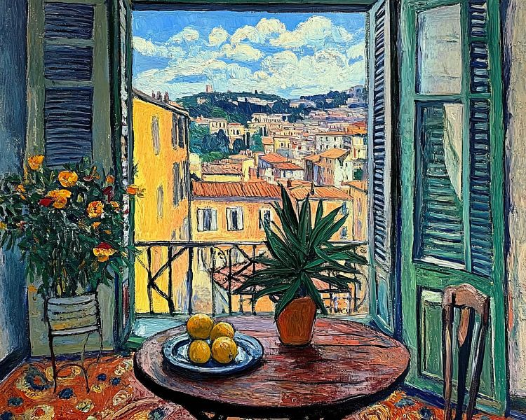 Cityscape with Flowers by Eye catching paintings