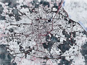 Karte von Cottbus im stil 'White winter'