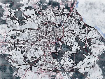 Kaart van Cottbus in de stijl 'White Winter' van Maporia