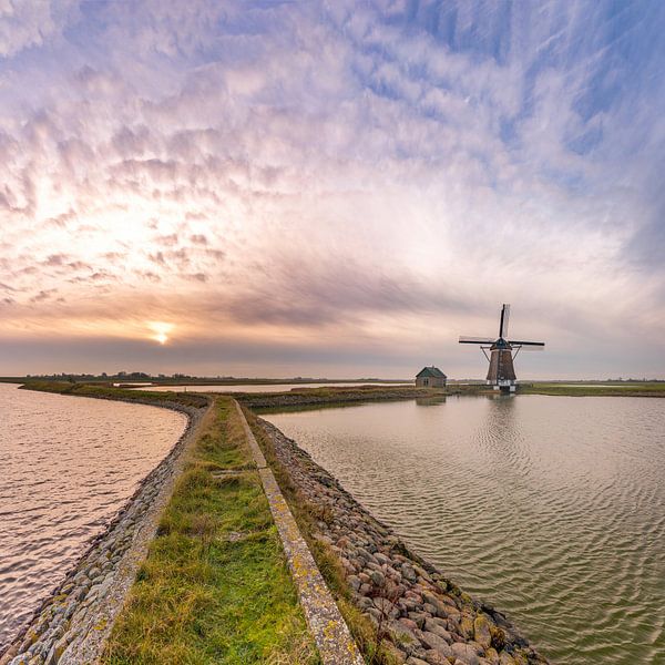 Molen het Noorden Texel zonsondergang vierkant van Texel360Fotografie Richard Heerschap